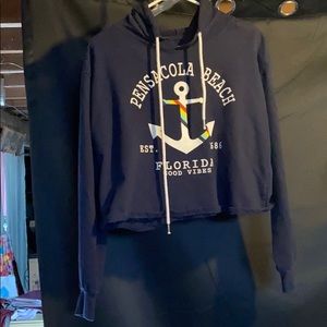 Navy Crop Top Hoodie